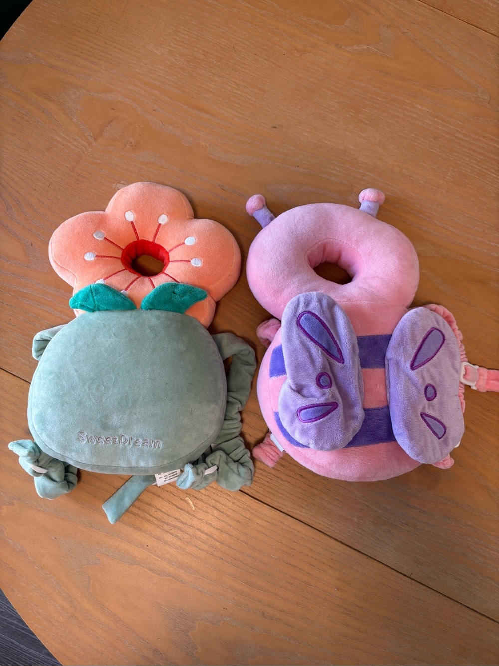 Plush Flower & Butterfly Baby Head Support Duo - Pink, Peach, Green, Purple